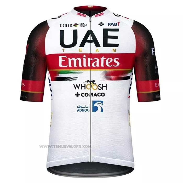 2021 Maillot Cyclisme UAE Noir Blanc Rouge Manches Courtes et Cuissard
